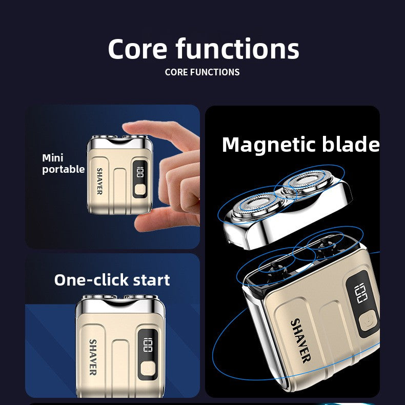 Mini USB Rechargeable Electric Shaver with Magnetic Dual Head