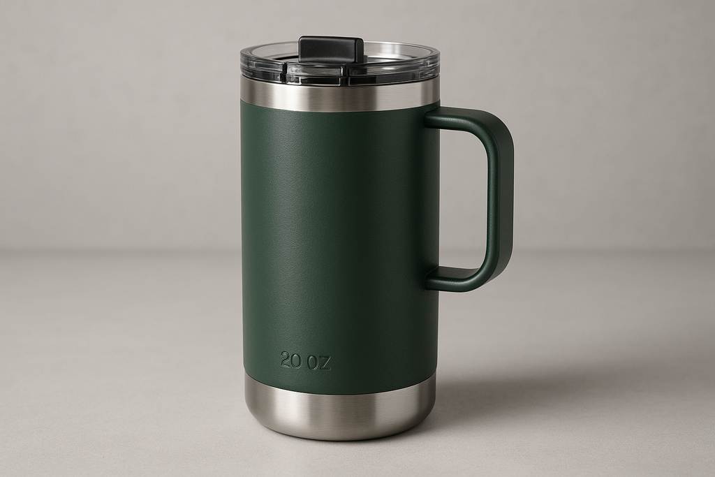 High-quality 3D rendered 20oz insulated travel mug